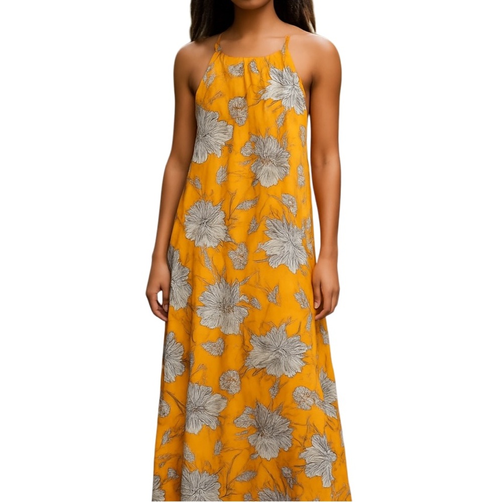 NWT Hayden LA Golden Yellow Floral Print Maxi Dress